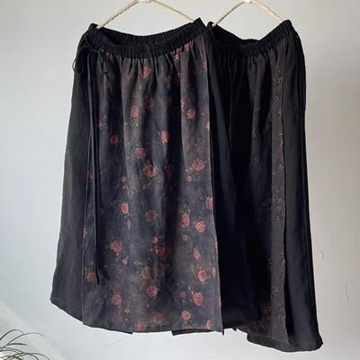 Женские винтажные льняные лоскутные юбки-трапеции с цветочным принтом и эластичной резинкой на талии, осенние юбки в китайском стиле