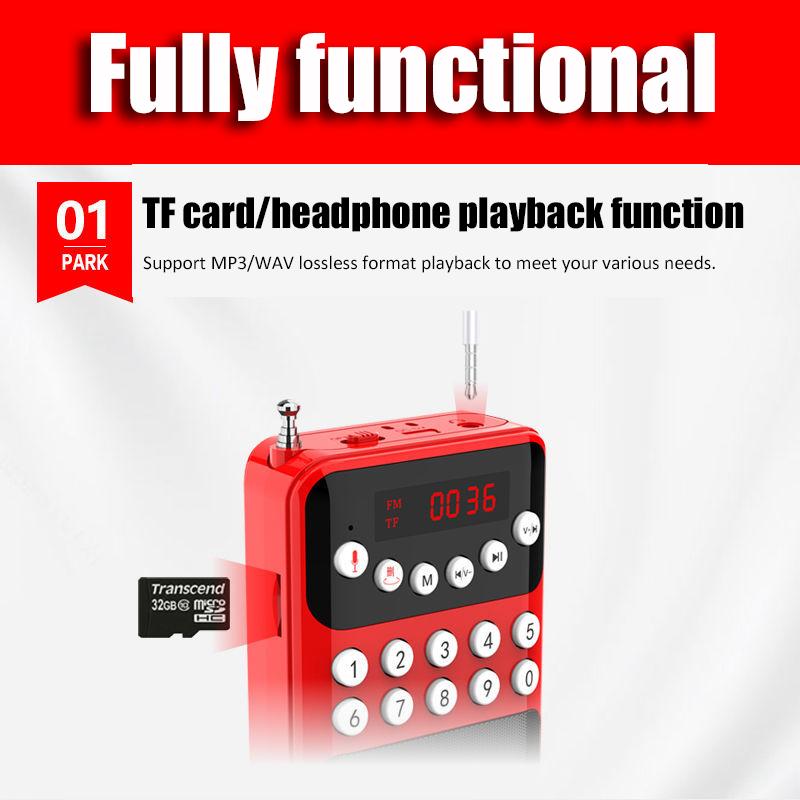 Портативный мини-радио FM-приемник, беспроводной Bluetooth-динамик, TF MP3-плеер с разъемом 3,5 мм, поддержка записи 18650, перезаряжаемый