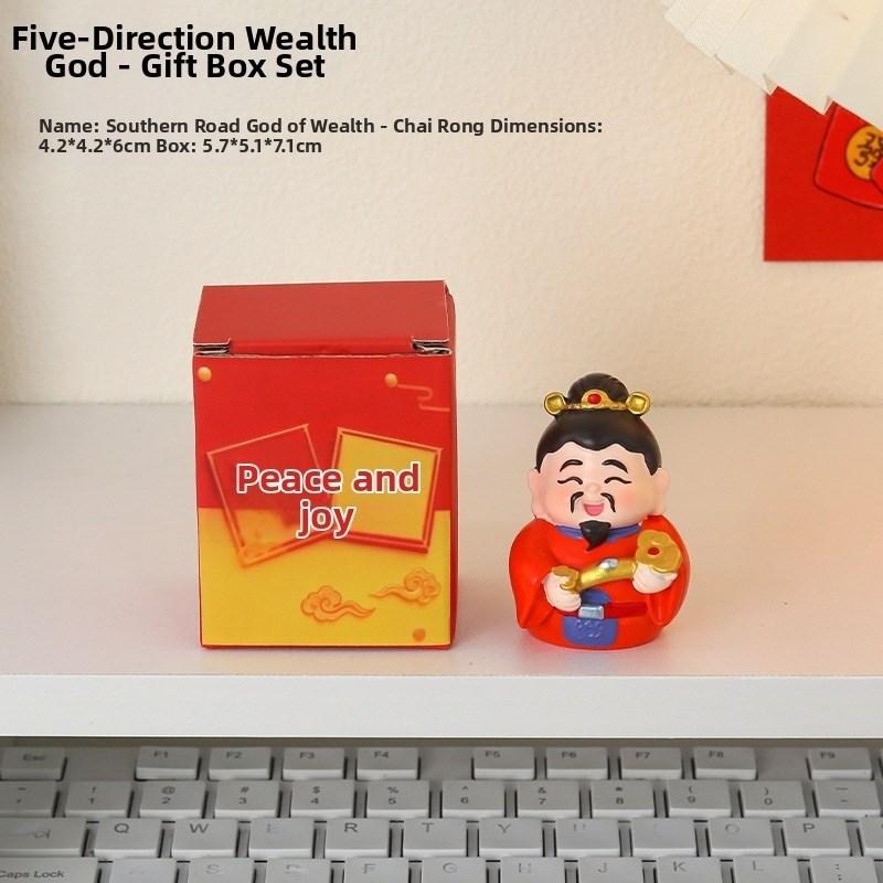 Five Wealth Gods Resin Desk Figurine for Home