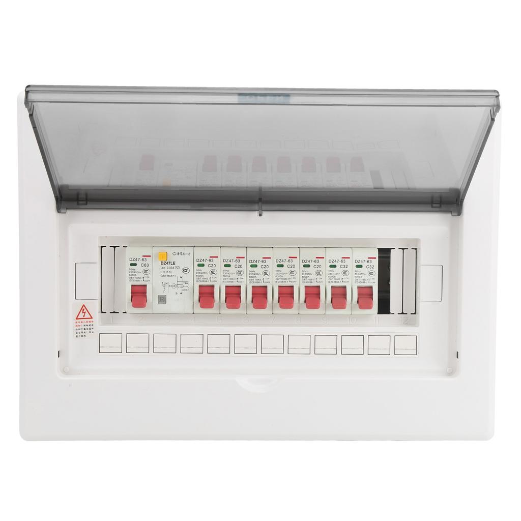 Electric Lighting Distribution Box 7-Way Plastic with 1P Leak  Switch 63A