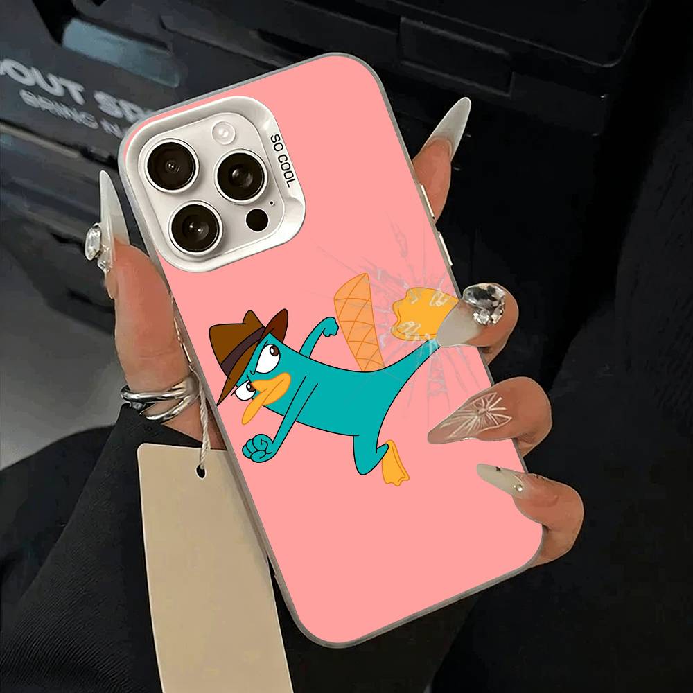 Чехол для телефона P-Perry The P-Platypus для iPhone 17,16,15,14,13,12,11 Plus,Pro Max,XS,белый серебристый чехол для телефона