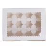 6PCS Set Cupcake Container 12 Holes Cardbord Bakery Pastry Carrier Box with Transparent Window