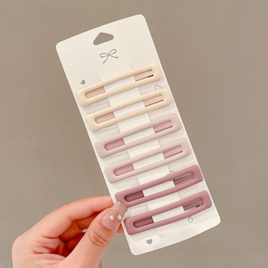 6Pcs Girl Hairpin Matte Color Rectangular Hair Clips Stable Non-Slip BB Clip Face Slimming Versatile Hair Styling
