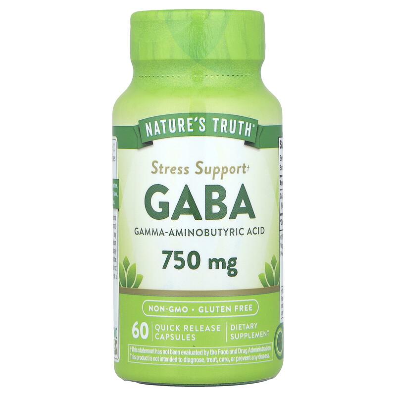 GABA, 750 mg, 60 Quick Release Capsules