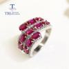 Big Luxury Ruby Rings Natural Red Precious Gemstones 925 Sterling Silver Fine Jewelry for Women Mom Wife Party Wear Nice Gift