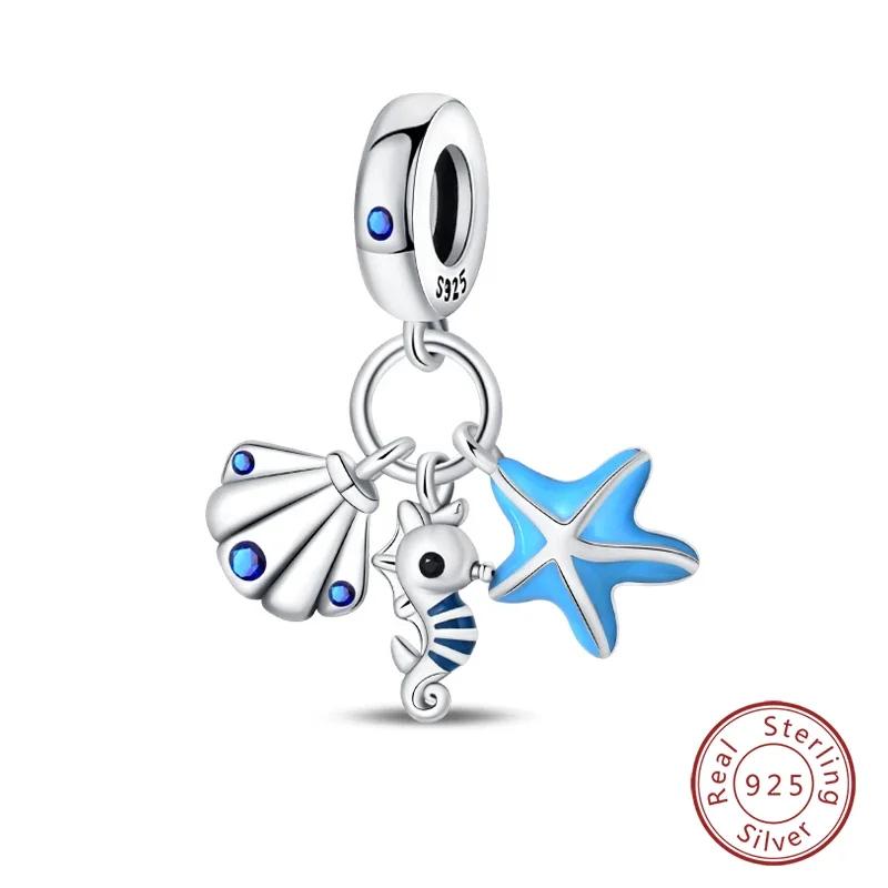 Copper Blue Ocean Ship Lighthouse Starfish Turtle Dolphin Charms Pendants Fit Bracelets Diy Jewelry Gifts