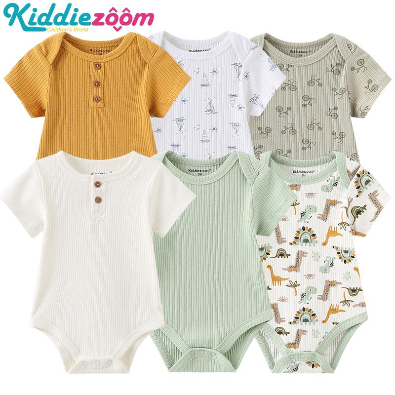 KIDDIEZOOM Детские комбинезоны из 6 предметов, детский комбинезон, одежда для мальчиков и девочек, летние мягкие хлопковые комбинезоны с героями мультфильмов для новорожденных, костюмы