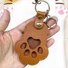 Pet Memorial Keychain Pendant Dog Cat Claw Design Faux Leather Pet Hair Memorial Keychain Pet Accessory