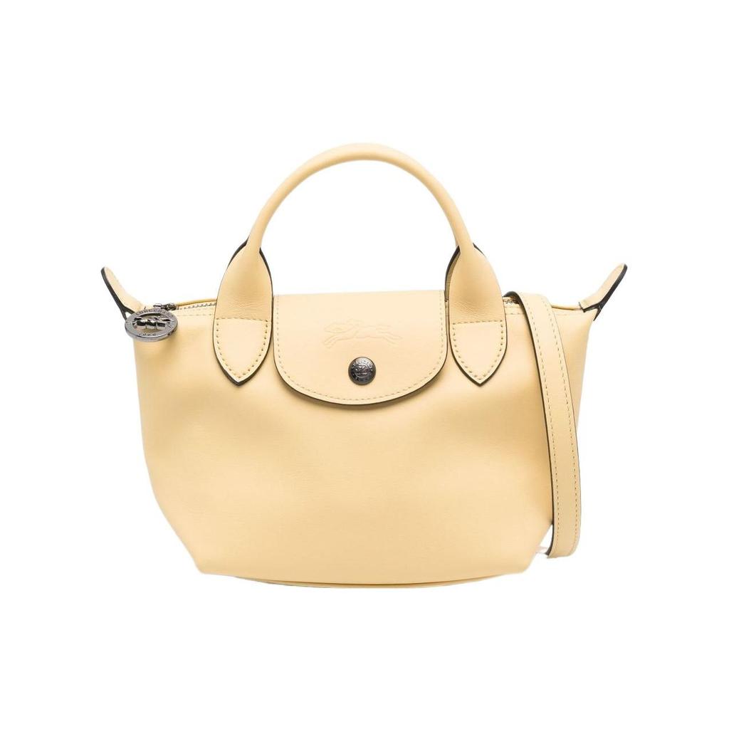 Longchamp Le Pliage Xtra 17 Solid Color Snap Zipper Closure Leather Dumpling Bag Mini Women Handbags Chicken-Yellow 1500987A81
