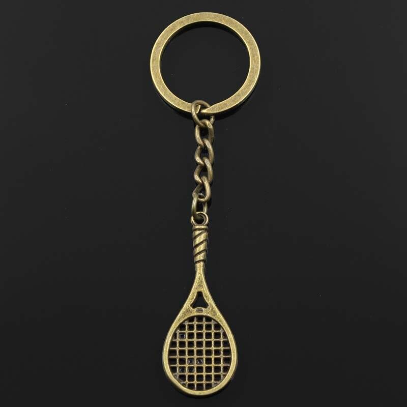 Модный брелок 48x19 мм, теннисная ракетка для бадминтона, бронзовые подвески, сделай сам, мужские ювелирные изделия, автомобильный брелок, кольцо-держатель для подарка