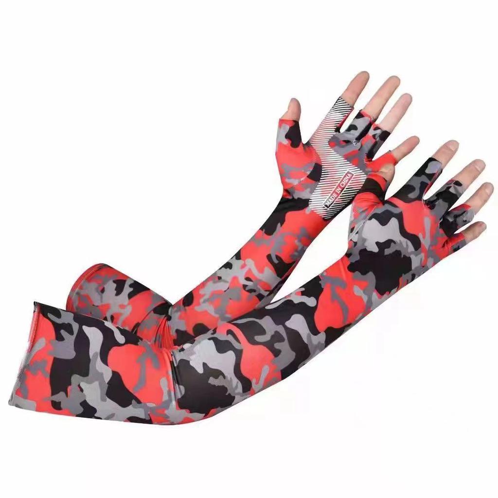 Солнцезащитные ледяные рукава для мужчин и женщин Летние ледяные шелковые перчатки На вынос Рыбалка С двумя пальцами Защита от ультрафиолета Удлиненные Тонкие Велосипедные ледяные рукава