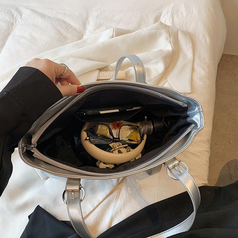 Большие серебряные сумки-тоут для женщин, тренд 2023, женские однотонные винтажные сумки через плечо, женские сумки с короткой ручкой