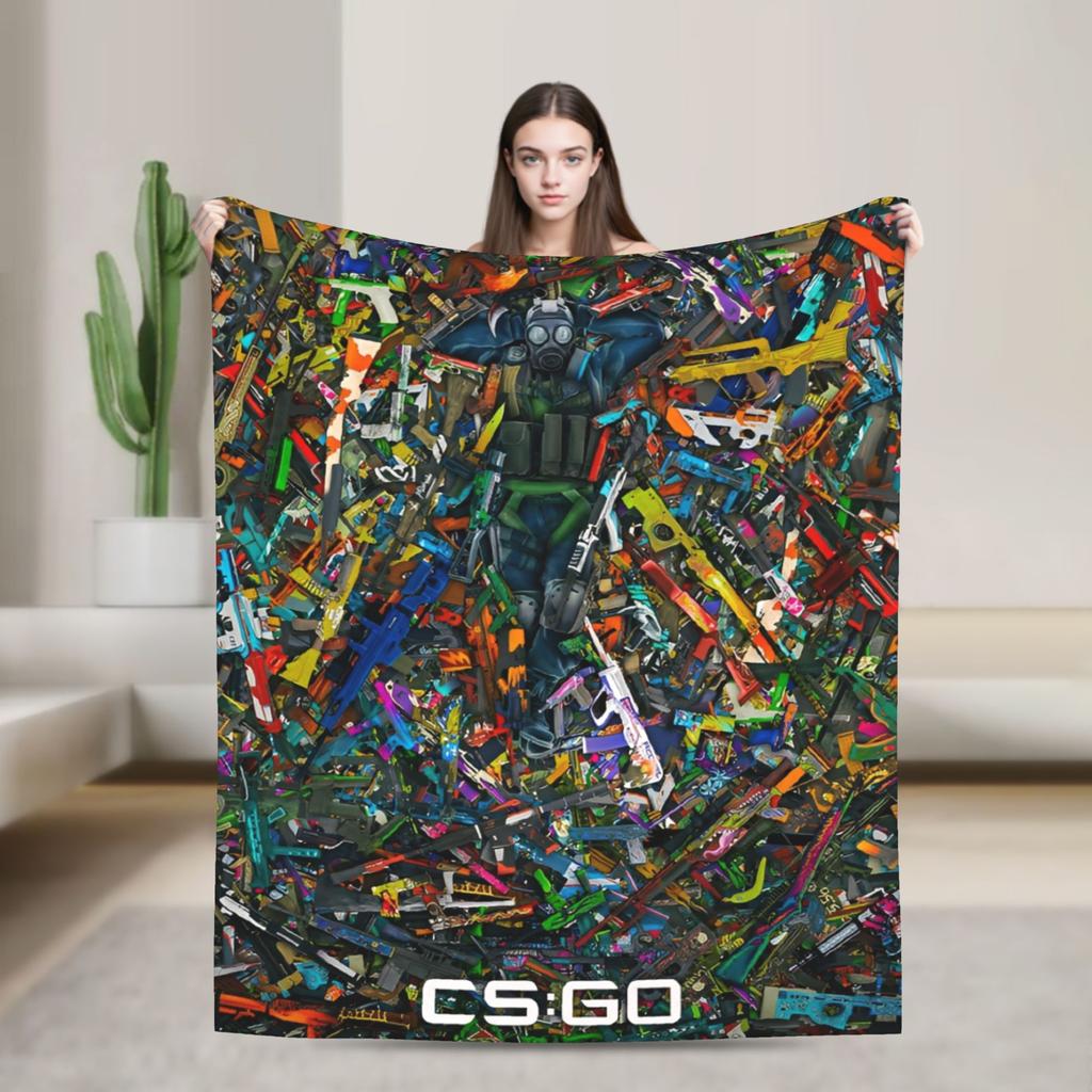 Counter Strike CS Go Fashion Blanket Shootting Game Art Plush Awesome Soft Throw Fashion Blanket for Home Textile Decor Outdoor