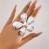 European and American fashion ins style liquid metal large flower ring, personalized exaggerated five-leaf petal ring