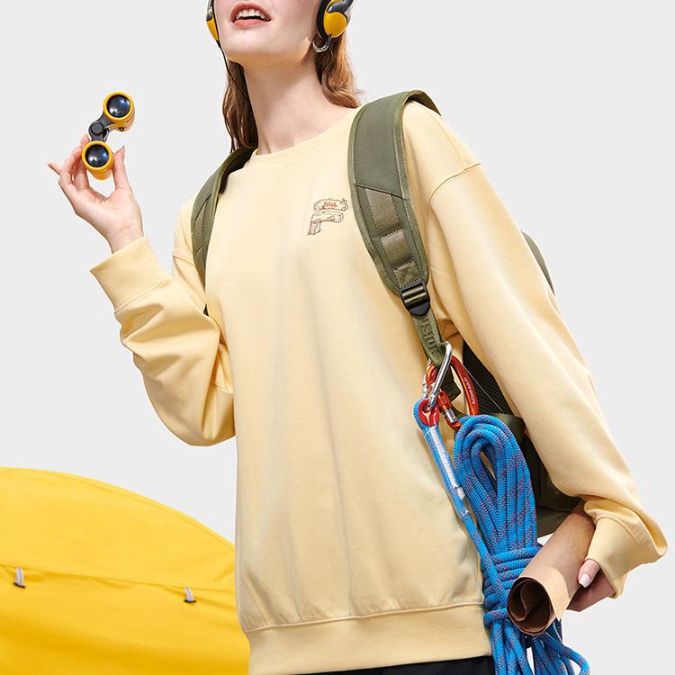 Fila Fusion Серия FOB Письмо Круглый вырез Свитшот Свободный Толстовка Унисекс толстовка Сырно-желтый T11U333206FYE