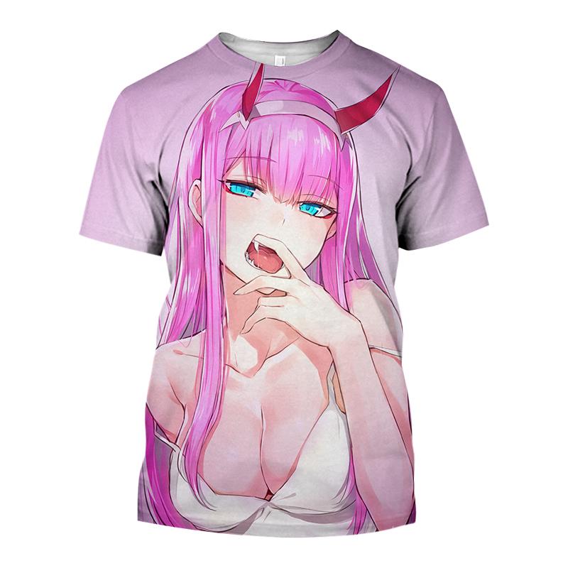 Летняя популярная мужская одежда аниме Darling In The Franxx Sexy Girl 3D Мужская футболка модная повседневная женская футболка с коротким рукавом большого размера