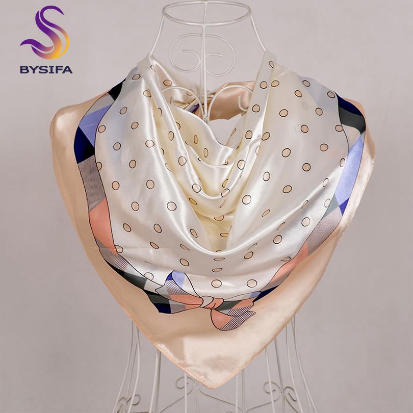 [BYSIFA] China Style Blue White Silk Scarf Cape  New Design Ladies Muslim Head Scarf Printed Fashion Accessories Satin Scarf