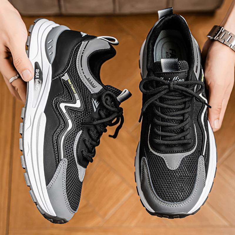 Новые модные мужские кроссовки Four Seasons с толстой подошвой для студентов и мальчиков, трендовые кроссовки с мягкой подошвой, дышащие, повседневные кроссовки для бега