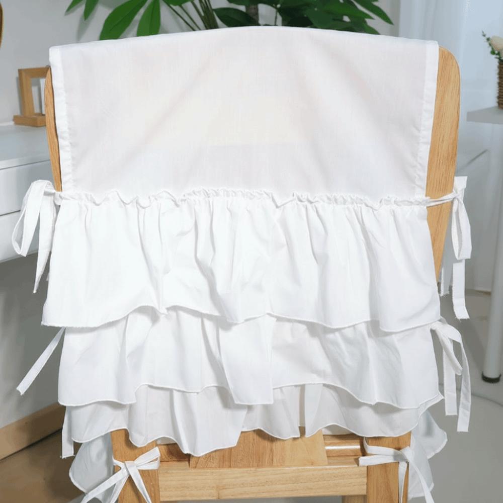 Washable Chair Backrest Cover White Dining Chair Back Decor French-Style Chair Cover Wedding