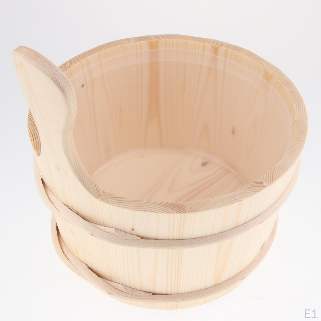 Деревянное ведро с пластиковым вкладышем, объем 4 л, гладкая поверхность, белый аксессуар для