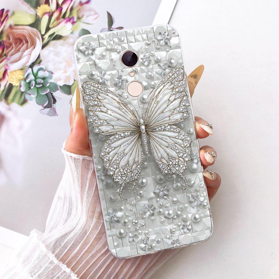 For Redmi 5 Case Cover Transparent Cute Cat Fashion Butterfly Funny Painted Casing MDG1 MDI1