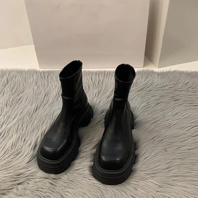 Мода 2024 года, новые короткие сапоги на платформе и каблуке, женская мода, женские ботильоны с молнией сзади, осень-зима, женская обувь