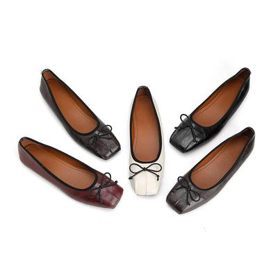 Повседневные балетки для женщин, удобные балетки с закрытым квадратным носком, нескользящие рабочие нарядные туфли, легкие женские туфли из искусственной кожи для ходьбы