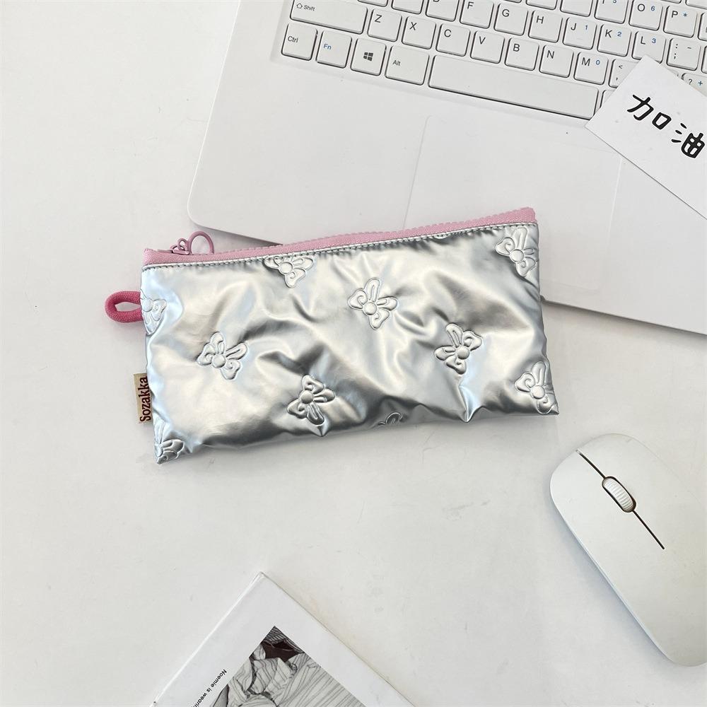 PU Leather Pen Bag Quilted Cosmetic Bag Cute Pen Pouch  Girls Gift