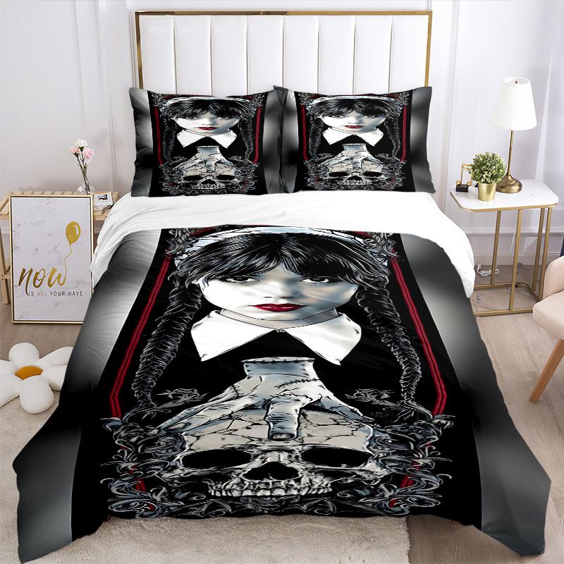 3pcs Wednesday Addams Duvet Cover Set, 1 Duvet Cover + 2 Pillowcases (No Insert), High-Definition Print, Home & Dorm Set yy251208085