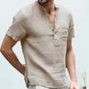 Summer  Men's Short-Sleeved T-shirt Cotton and Linen Led Casual Men's T-shirt Shirt Male Breathable Polo Shirts