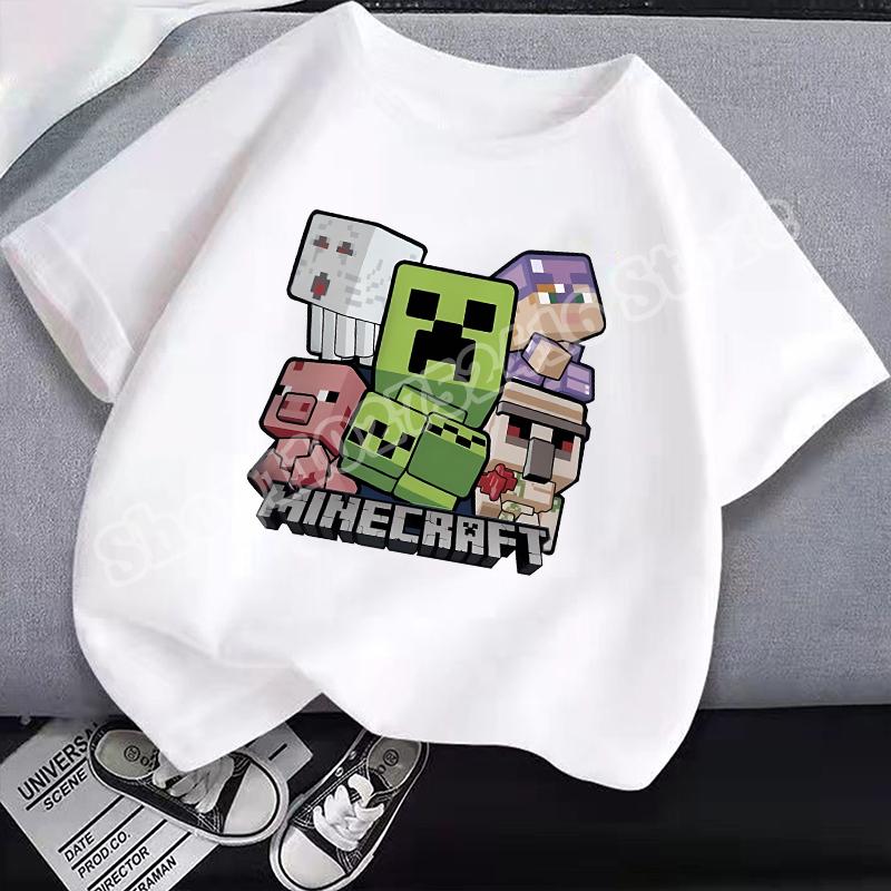 Детская хлопковая футболка с круглым вырезом Miner Crafted, с принтом на игровую тематику, с коротким рукавом, повседневные футболки для мальчиков, летняя одежда, детские подарки