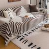 Luxury Chenille Sofa Throw Blanket Classic Black White Stripe Sofa Couch Cover Non Slip Office Nap Shawl Travel Picnic Blankets
