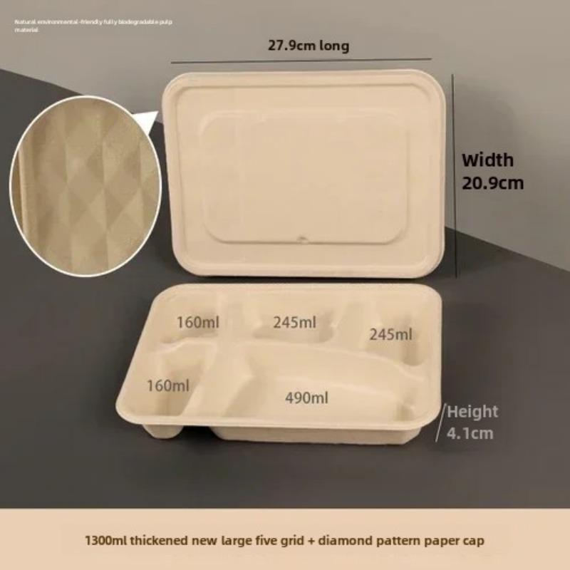 10 шт. одноразовая разделенная упаковочная коробка для доставки большой емкости многосетчатые бумажные ланч-боксы экологически чистые микроволновые целлюлозы