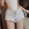 2024 Y2K Сексуальные джинсовые шорты с заниженной талией и боковой молнией с отверстиями