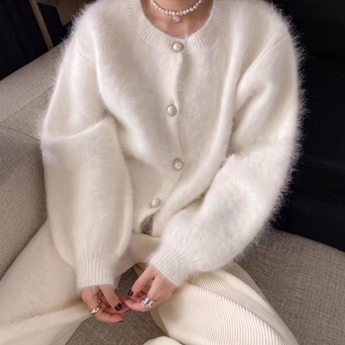 Women's Faux Mink Velvet Sweater Coat - New Autumn/Winter Design, Niche, Versatile, Soft, Loose Knit Cardigan