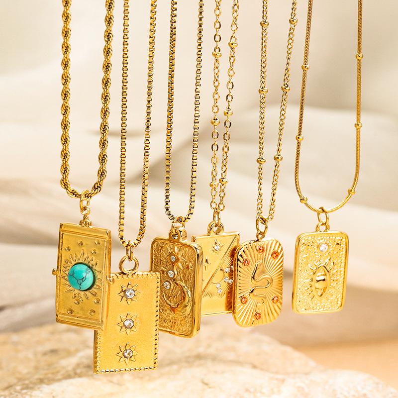 Европейский и американский стиль 3D кулон-ожерелье с картой Таро с инкрустированными микро-бриллиантами