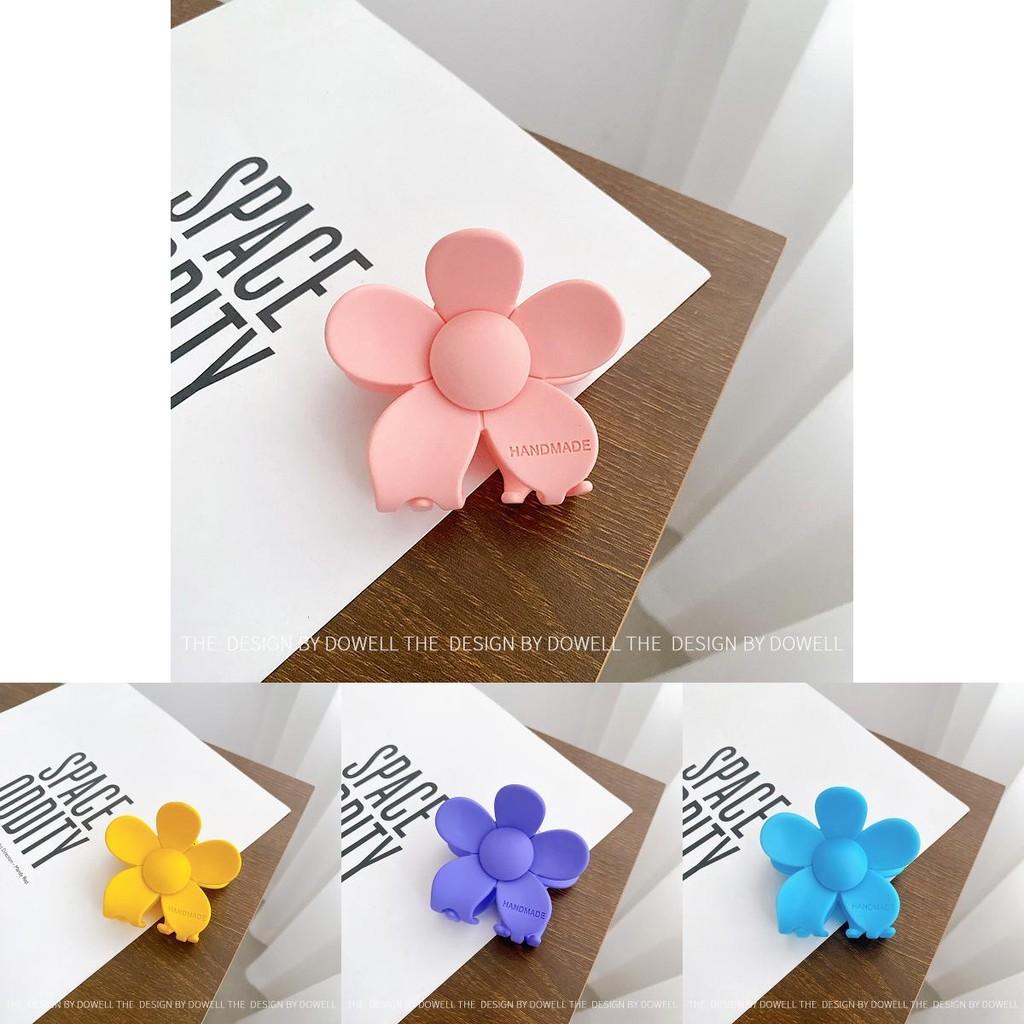 Stunning Floral Design Korean Style Hair Claw Clip In Lemon Yellow Deep Purple And Sky Blue