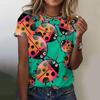 Ladybug Printing Women's T-Shirts Top Short Pullover Sleeved Fashion Street Round-Neck Tee Shirt Female Everyday Clothing Summer