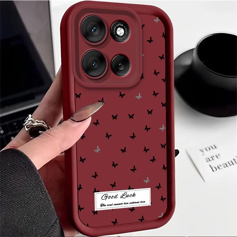 Для Motorola Moto G86 G56 G 86 MotoG56 MotoG86 Чехол Защита от падения Чехол для телефона с рисунком бабочки и цветка Мягкий силикон Конфетный защитный чехол