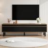 TV cabinet, TV stand, TV panel and 4 doors. Fine texture. Available in black or natural wood. Height 47 cm / Length 170 cm / Width 38 cm