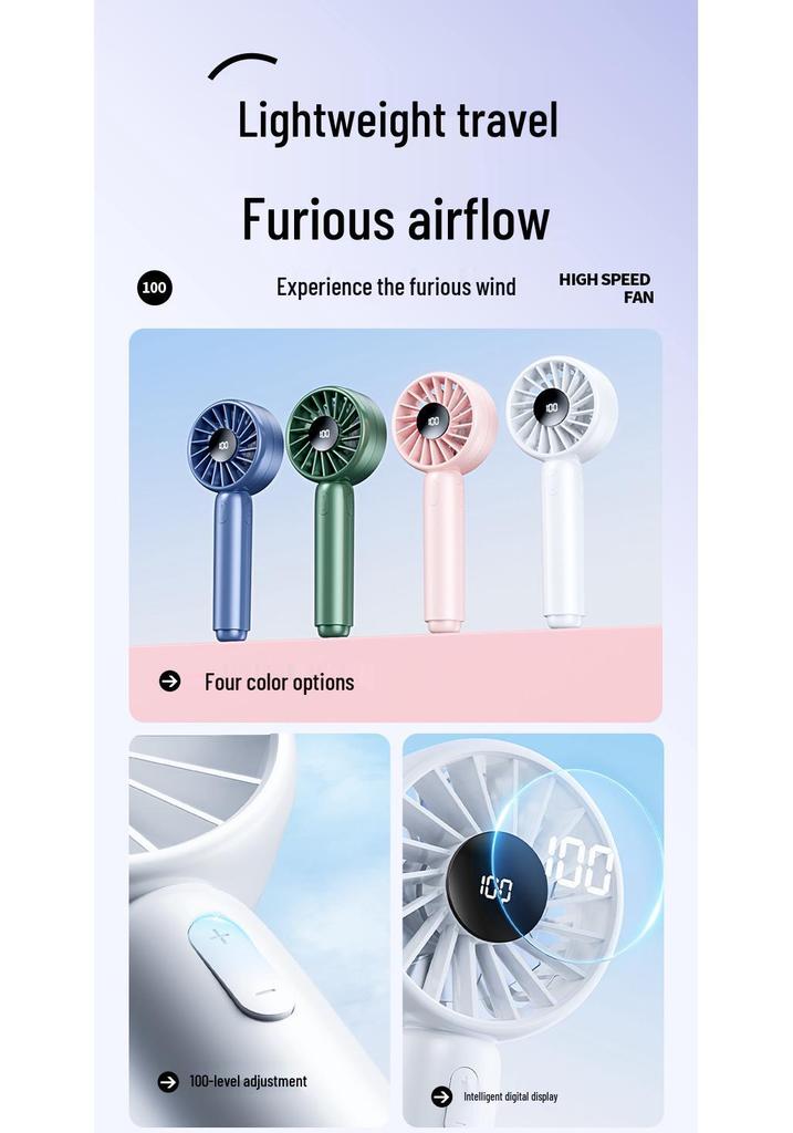 Rechargeable 100-Speed Mini Handheld Turbo Fan - Portable & Desktop Electric Fan
