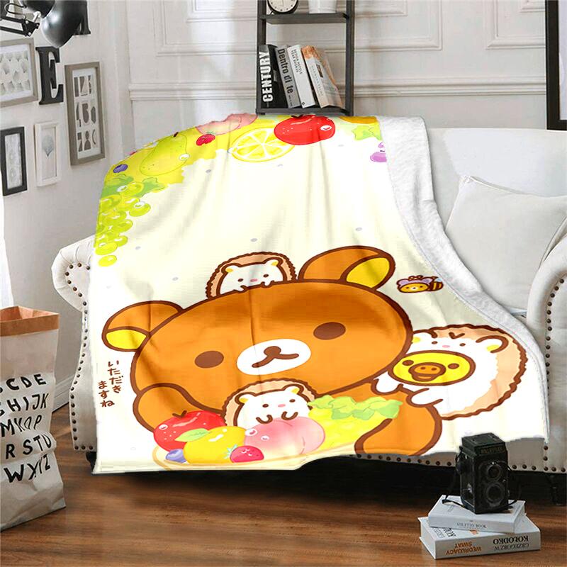 1pc Blanket Rilakkuma1 Print Design, Lightweight Blanket for Sofa, Bed- Soft &Warm, Gift for All Seasons like Christmas, Halloween