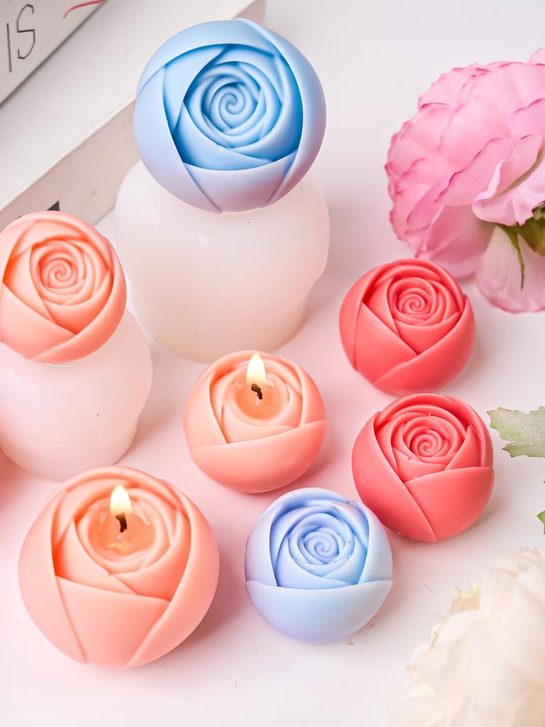 Сделай сам Ароматическая свеча в форме шара из роз Силиконовая форма Сделай сам Цветок Шоколадный торт Ручная работа Изготовление мыла Гипсовая смоляная форма Домашний декор Подарки