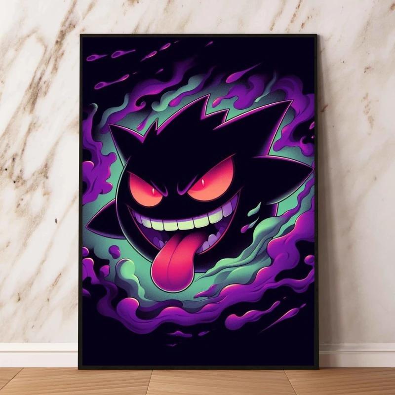 Gengar Themed Room Decor Painting Fantasy Dark Style Hd Canvas Poster Print High Quality Artwork for Pokemon Enthusiasts