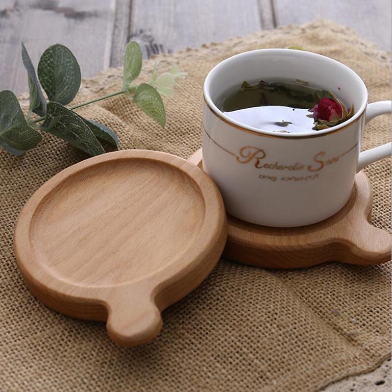 Natural Beech Wooden Coaster Drink Mat Cup Pad Round Square Heat Resistant Pad