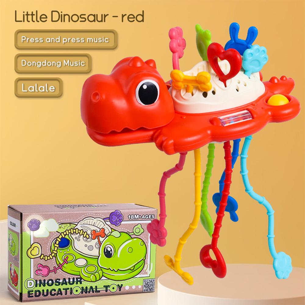 Dinosaur Pull String Toy for Baby Montessori Toy Sensory Toy for Toddlers Food Grade Silicone Baby