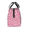 Pink Leopard Series Print Lunch Box Waterproof Thermal Cooler Food Insulated Lunch Bag Kids for Kids Portable Picnic Tote Bags