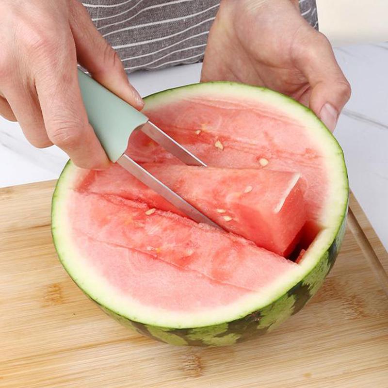 Watermelon Cutter, 3-In-1 Melon Slicer Cutter Tool, Stainless Steel Watermelon Fork Slicer Cutter, Watermelon Knife For Home