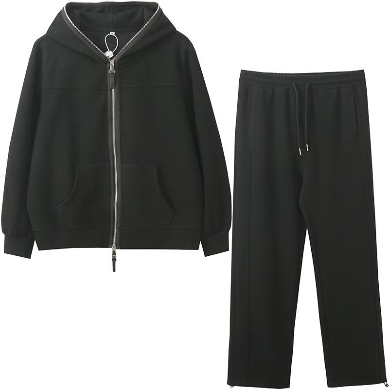 Женский повседневный спортивный костюм больших размеров, весенний свитер с капюшоном, широкие брюки, костюм из двух частей