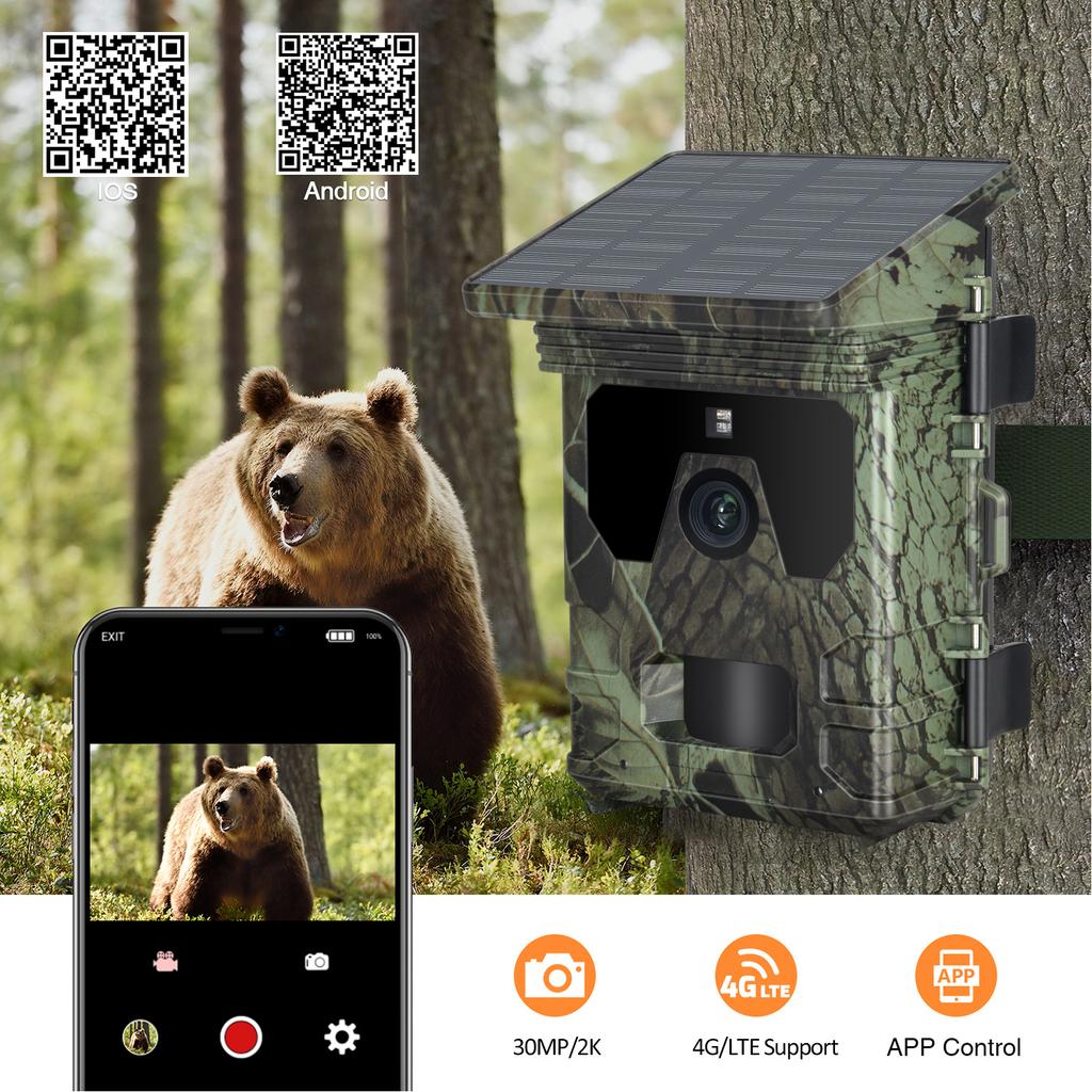 Hc-600pro 4g уличная беспроводная охотничья камера 2k Hd ночного видения 30MP поддержка солнечной зарядки приложение онлайн-наблюдение за дикой природой